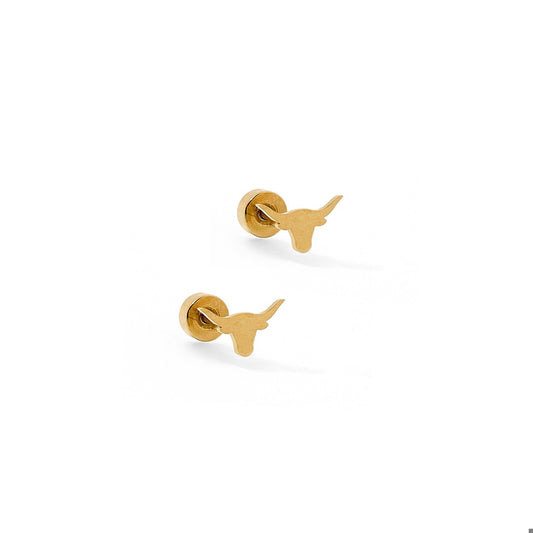 Screwback Stud Earrings - Texas Steer Gold