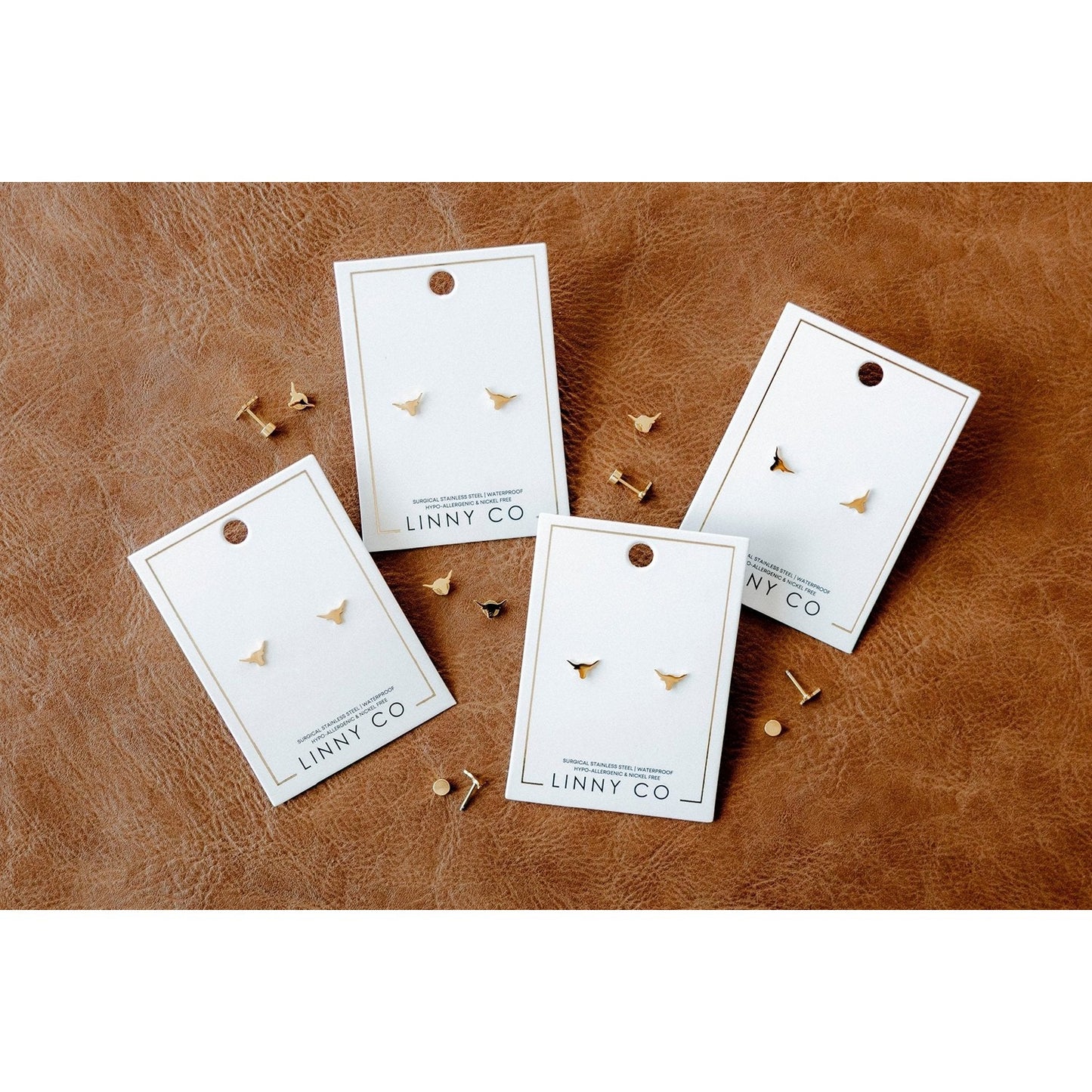 Screwback Stud Earrings - Texas Steer Gold