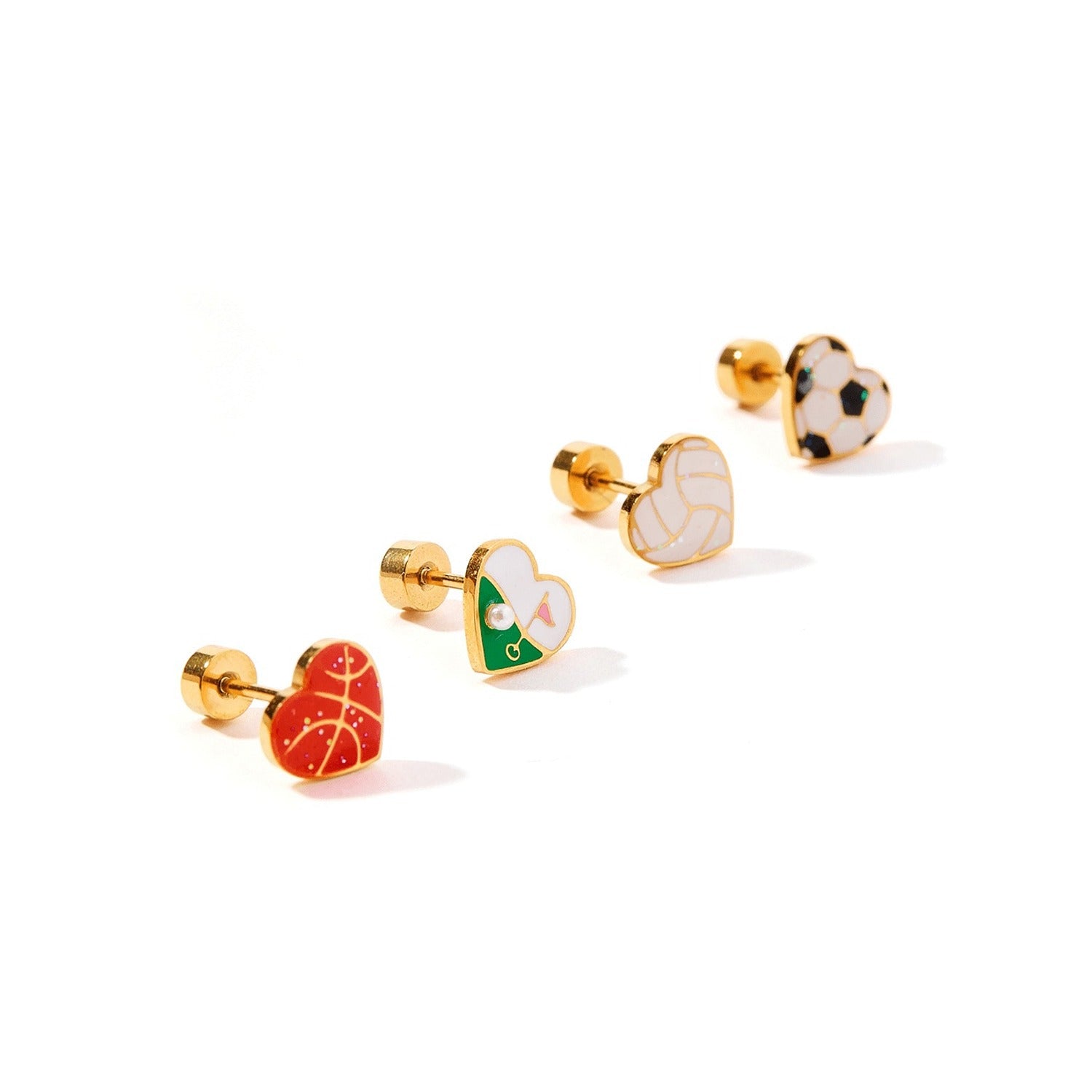 Screwback Stud Earrings - Volleyball