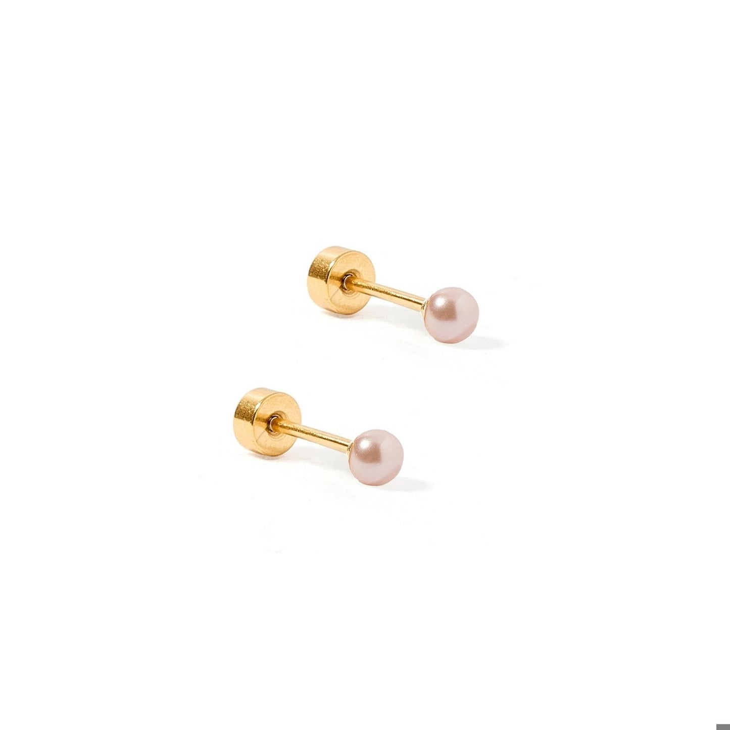Screwback Stud Earrings - Payton Pearl Pink 3mm