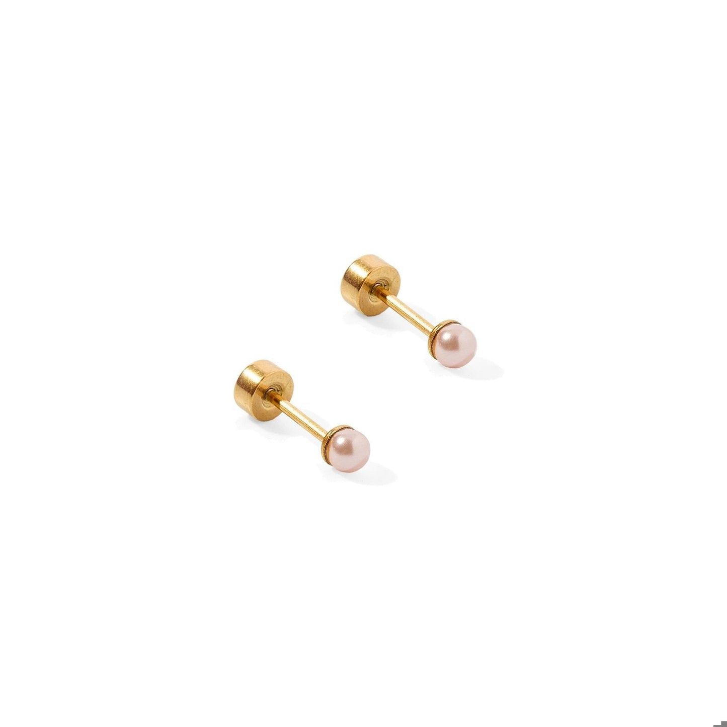 Screwback Stud Earrings - Payton Pearl Pink 3mm