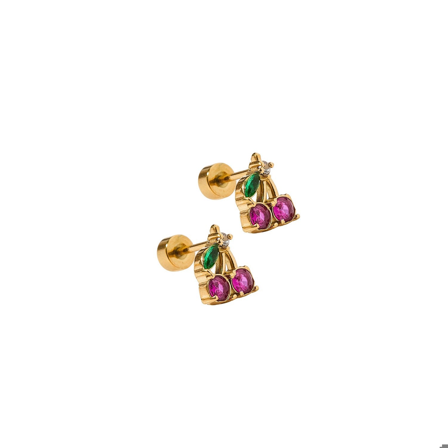 Screwback Stud Earrings - Cherry