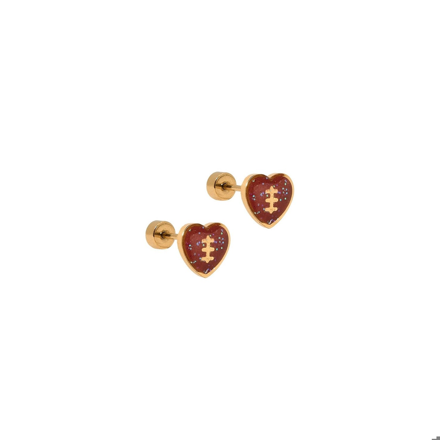 Screwback Stud Earrings - Football Heart