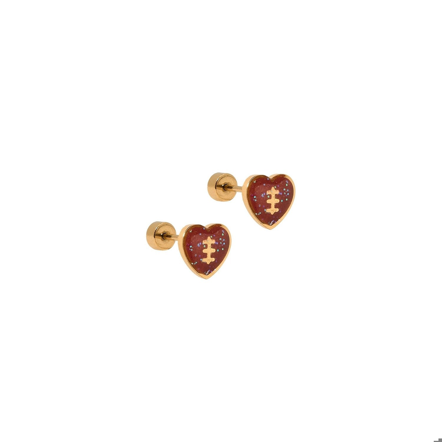 Screwback Stud Earrings - Football Heart